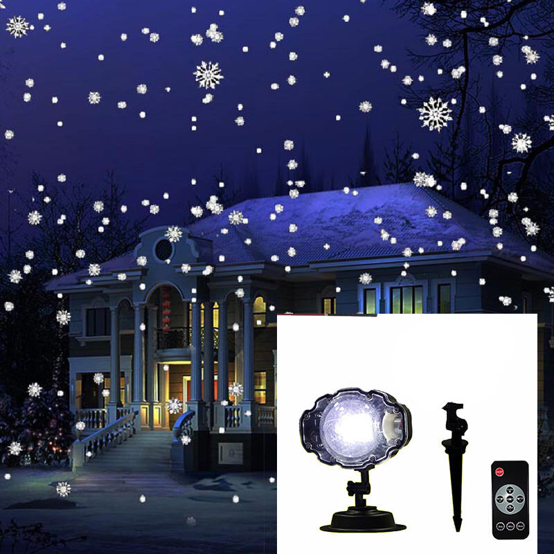 Lampu proyeksi salju Natal LED, lampu panggung dalam ruangan luar ruangan, lampu pesta keluarga, lampu suasana meriah Tahun Baru
