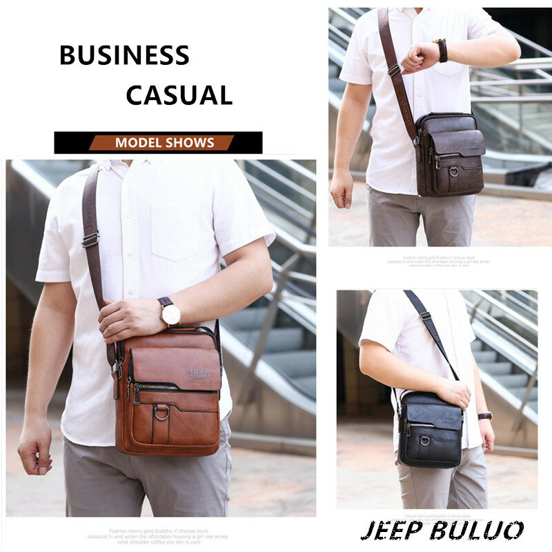 Jeep Buluo Crossbody Messenger Bags Business Casual Handtas Merk Schouder Nieuwe Hoge Kwaliteit Leer Voor Mannen Business Casual Fash