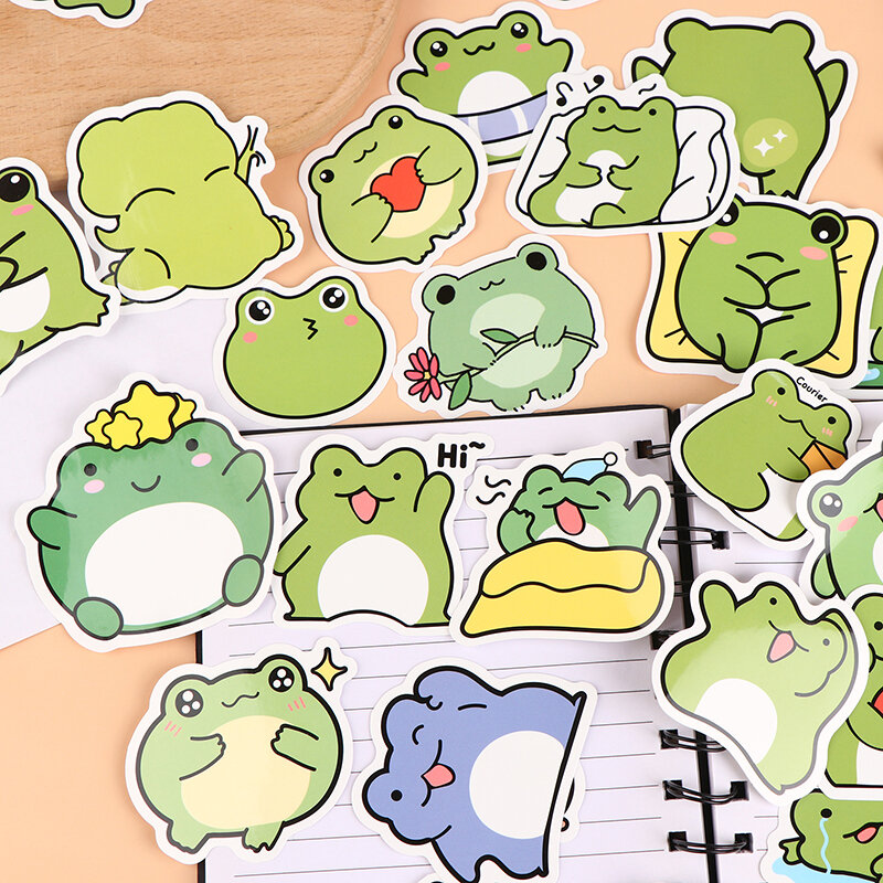 50Pcs/bag Cute Frog Stickers Small Self-Adhesive Decals For Photo Album Scrapbook Random