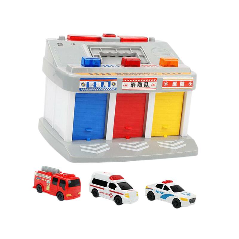 Garage Trucks Set with Music and Light Effects for Children 3 4 5 6 Years Old