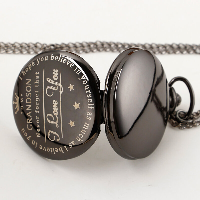 "Zu meinem Enkel" gravierte Quarz Taschenuhr Halskette lässig praktische Geburtstags geschenk Souvenir