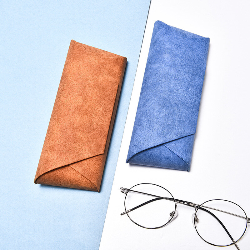 Nova moda capa de couro do plutônio caso óculos de sol para mulher óculos de homem portátil macio bolsa saco acessórios óculos caixa 6.5cm
