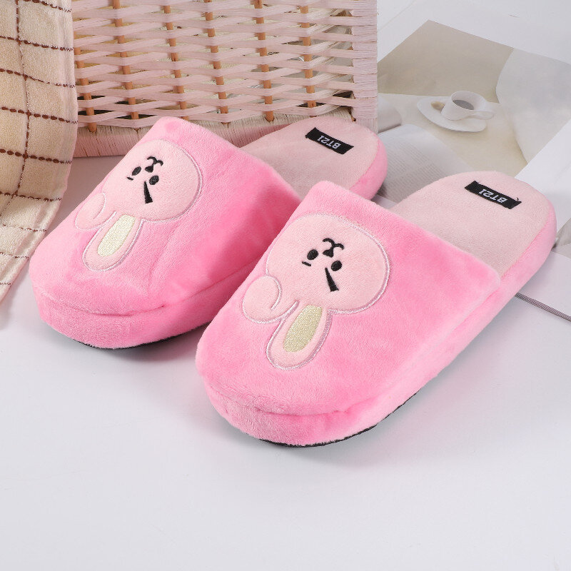 Cute cartoon Kawaii Koya New Style In Autumn and Winter Plush Slippers Indoor Anti-Skid Couple Warm Cotton Slippers