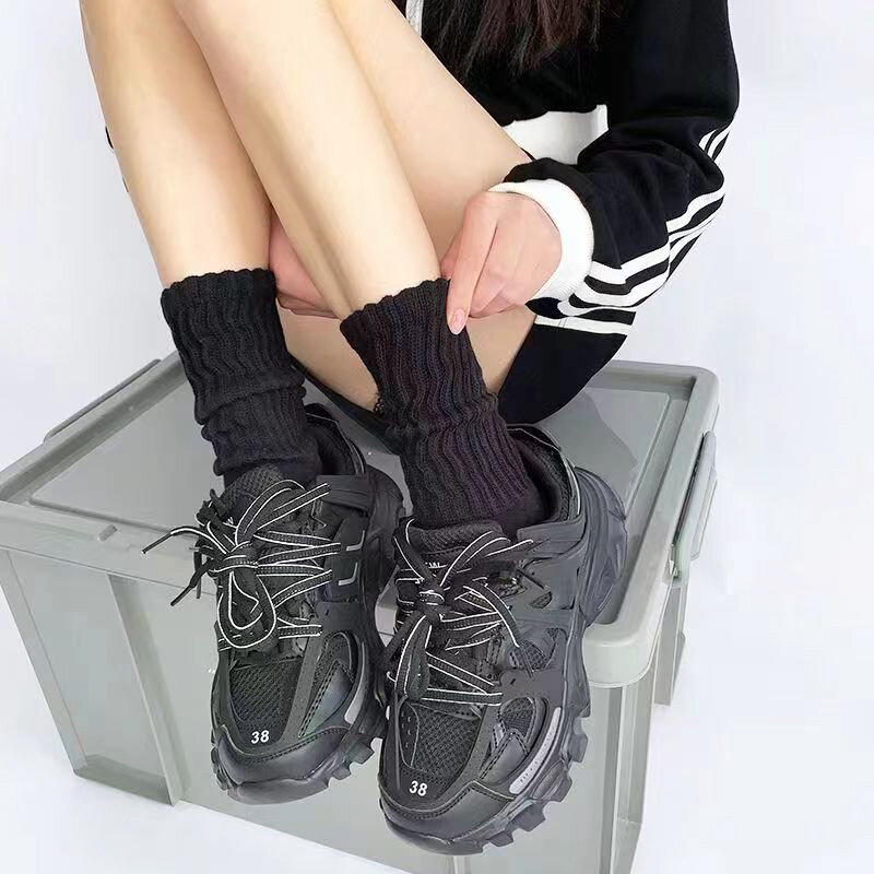 JK ถุงเท้าผู้หญิง1คู่, ถุงเท้าข้อสั้นยาวปานกลางสไตล์ญี่ปุ่นโลลิต้าใส่ได้หลายสีพื้นใส่ได้หลายโอกาสฤดูใบไม้ร่วงฤดูหนาว
