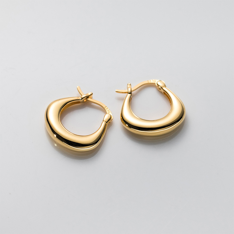 WOOZU-Boucles d'oreilles créoles coréennes en forme de U pour femmes, argent regardé 925, boucles d'oreilles simples punk, pendentif géométrique inhabituel, bijoux cadeaux
