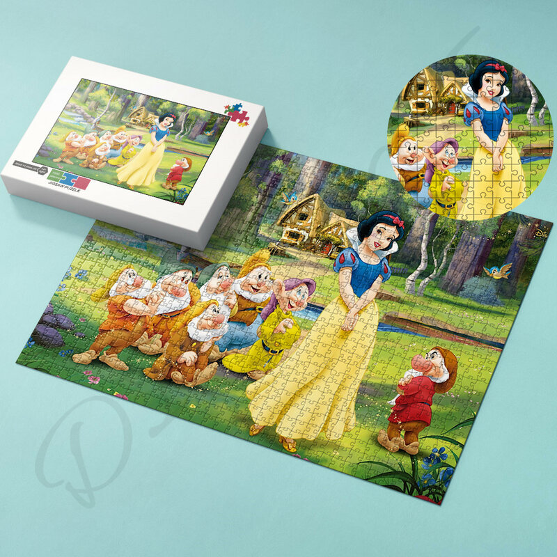 Disney animowane puzzle filmowe królewna śnieżka i siedmiu krasnoludków 300 500 1000 sztuk Cartoon drewniane puzzle zabawki i hobby