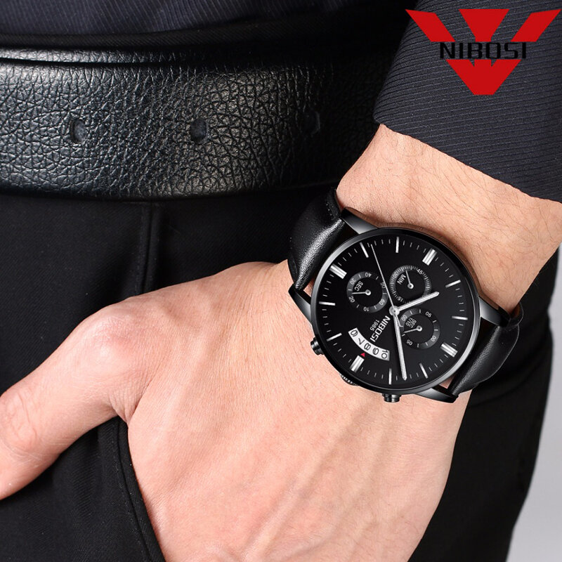 NIBOSI orologi Casual per uomo Top Brand Luxury Sport orologio da polso in pelle militare orologio da uomo cronografo moda orologio da polso 2309