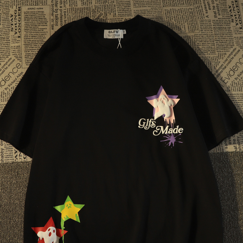 Новинка, хлопковая футболка в американском стиле, модная футболка в стиле High Street со звездой и демоном, свободная футболка с графическим принтом пары, Топ Y2k в стиле Харадзюку, футболка большого размера, 2023