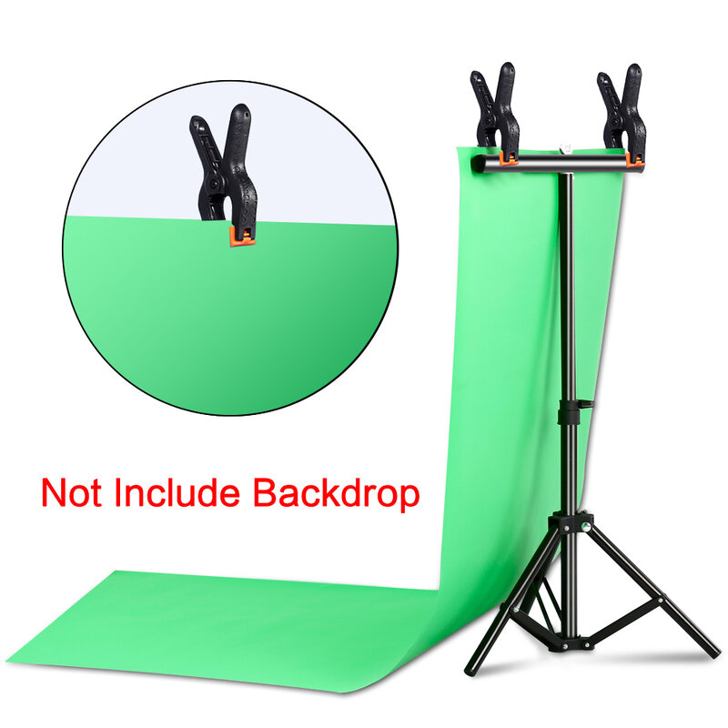 T-shape Fotografia Background Stand, Backdrop Stand para estúdio de fotografia, câmera, tela verde fotográfica, Chromakey Clip