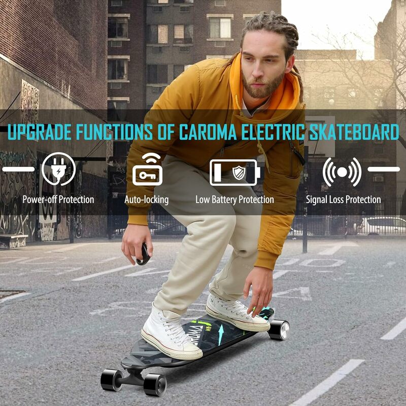 Skateboard elettrici con telecomando, motore potente da 350W, velocità massima di 12,4 mph, batteria da 4000mAH, gamma massima di 13 miglia
