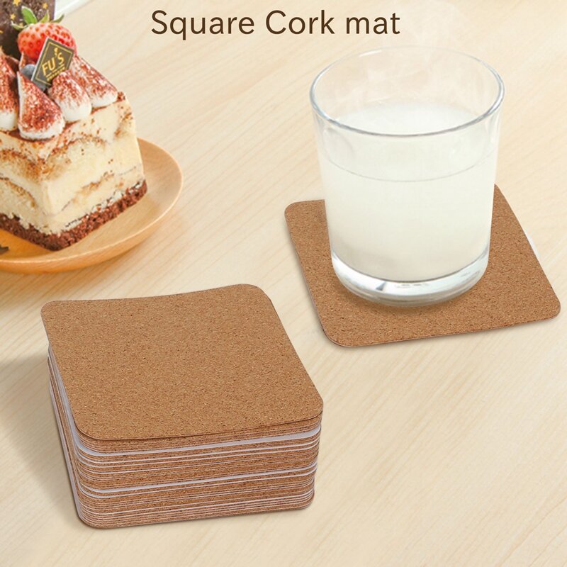 Self-Adhesive Cork Coasters,Cork Mats Cork Backing Sheets For Coasters And DIY Crafts Supplies (50, Square)