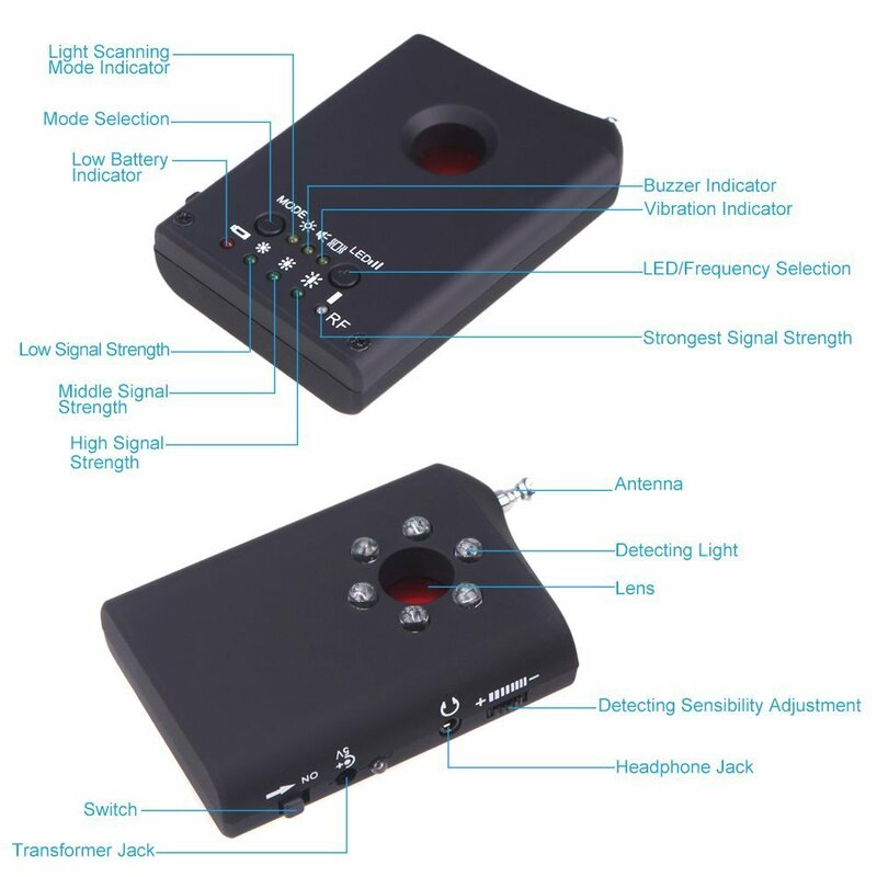 스파이 방지 RF 신호 감지기, 숨겨진 카메라, GSM 오디오 버그 감지기, GPS 렌즈, RF 신호 파인더