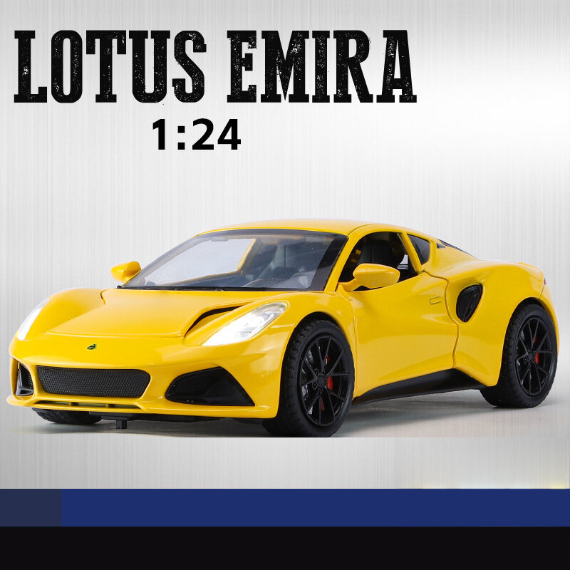 Lotus emira-金属合金車,シミュレーション車,音と光,おもちゃのコレクション,子供へのギフト,1:24