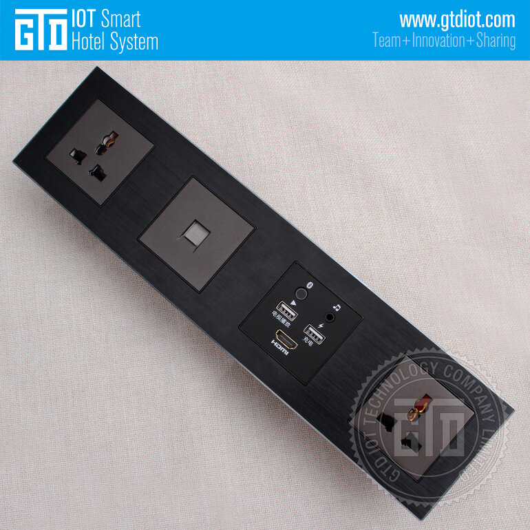 Роскошный Многофункциональный аудиоплеер BT с 4 подключенными разъемами для отеля, USB-проигрыватель и зарядный медиа-концентратор, настенная розетка