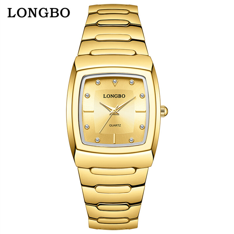 Montre-bracelet de luxe carrée en or pour couple, horloge à quartz, acier inoxydable, montre étanche pour homme, montre d'affaires pour femme, 2024