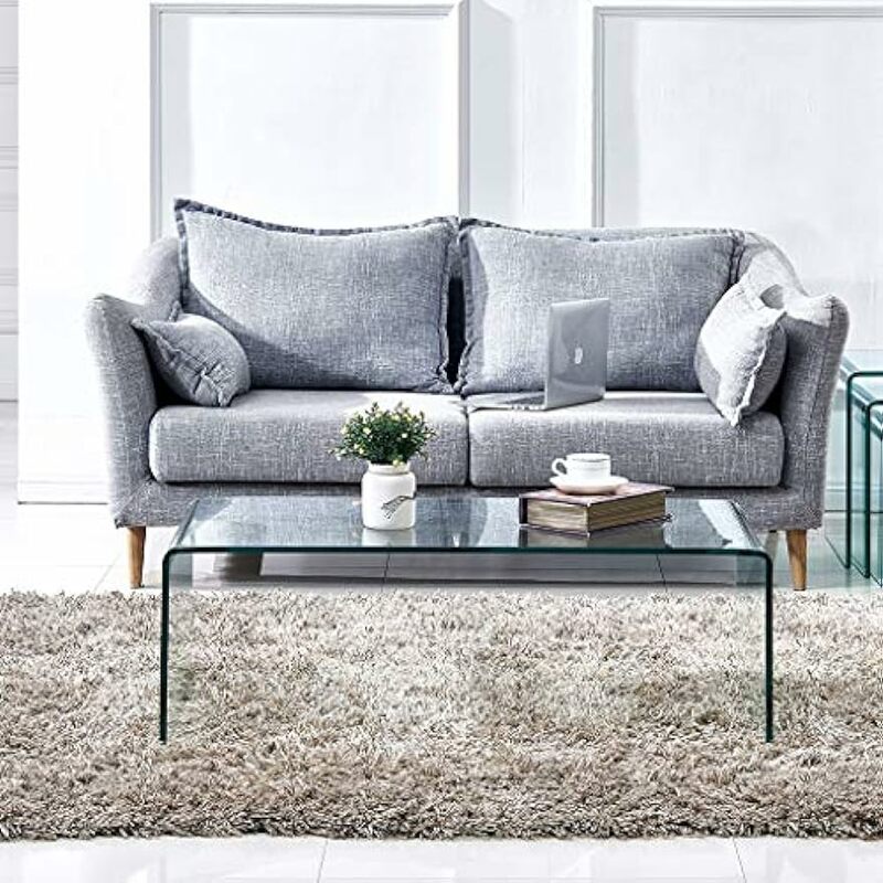 Premium-Couch tisch aus gehärtetem Glas, klarer Couch tisch, kleiner moderner Couch tisch für das Wohnzimmer, gut zum Teppich passen (39,4x19,7