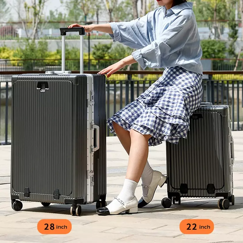 Caixa de bagagem multifuncional com abertura frontal, carrinho para macho e fêmea, pacote de viagem de alta capacidade, mala de embarque de negócios