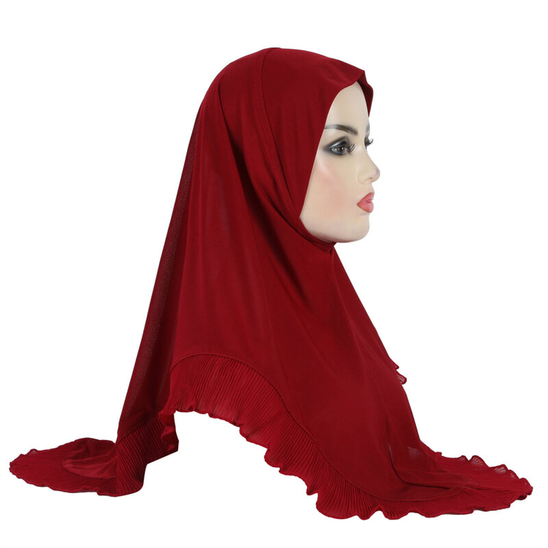 Foulard hijab musulman Amira avec volants côtelés pour femme, écharpe islamique, tête ronde, écharpes de prière, vêtements de sauna, écharpe de sauna, chapeau turban, haute qualité