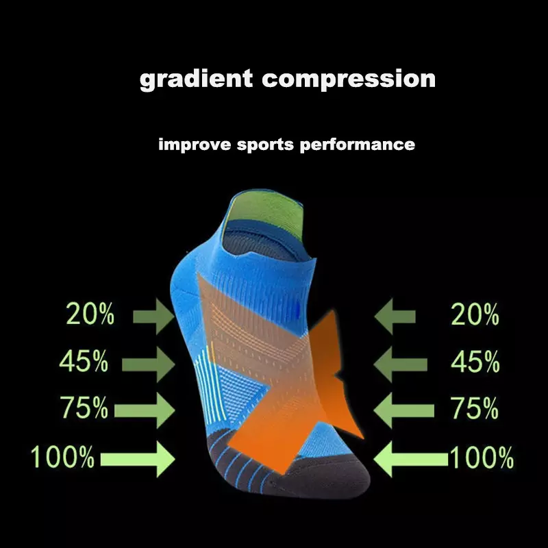 ถุงเท้าสั้นสำหรับผู้ชายและผู้หญิง, 1/2คู่ถุงเท้ากีฬารัดข้อเท้าป้องกันการวิ่งป้องกันข้อเท้าแรงดันสูงยืดหยุ่น