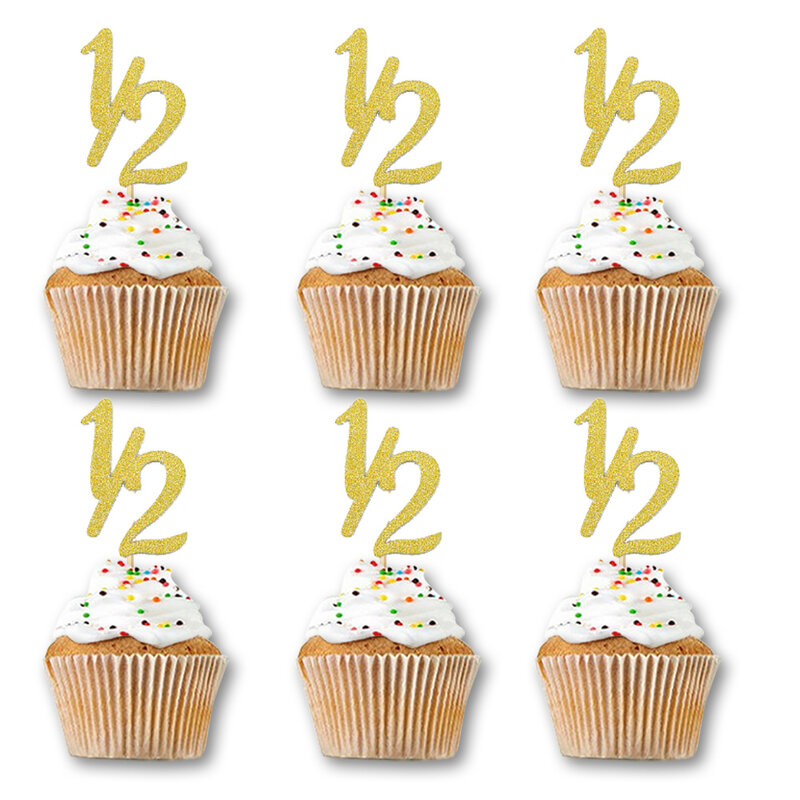 Happy 1/2ปีธงประดับวันเกิด6เดือนแบนเนอร์1/2ปีเค้ก Topper เหมาะสำหรับ6เดือนและ1/2ปีวันเกิดตกแต่ง