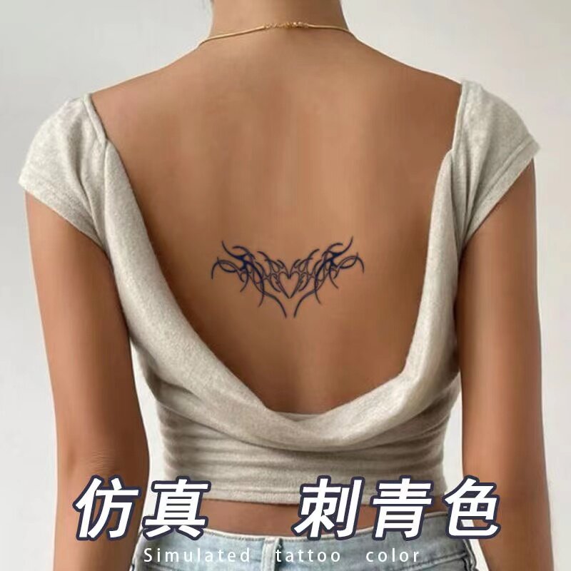 Ramuan Tinta Jus Stiker Tato Hati Totem Paha Belakang Dada Premium Rasakan Tato Palsu Seni Keren Tato Perempuan