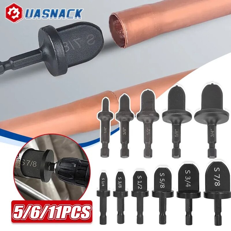 5/6/11PCS Tube Pipe Expander Copper Hex Shank Imperial Pipe Expander Tube Electric Drill Bit Flaring Tool for Air Conditione