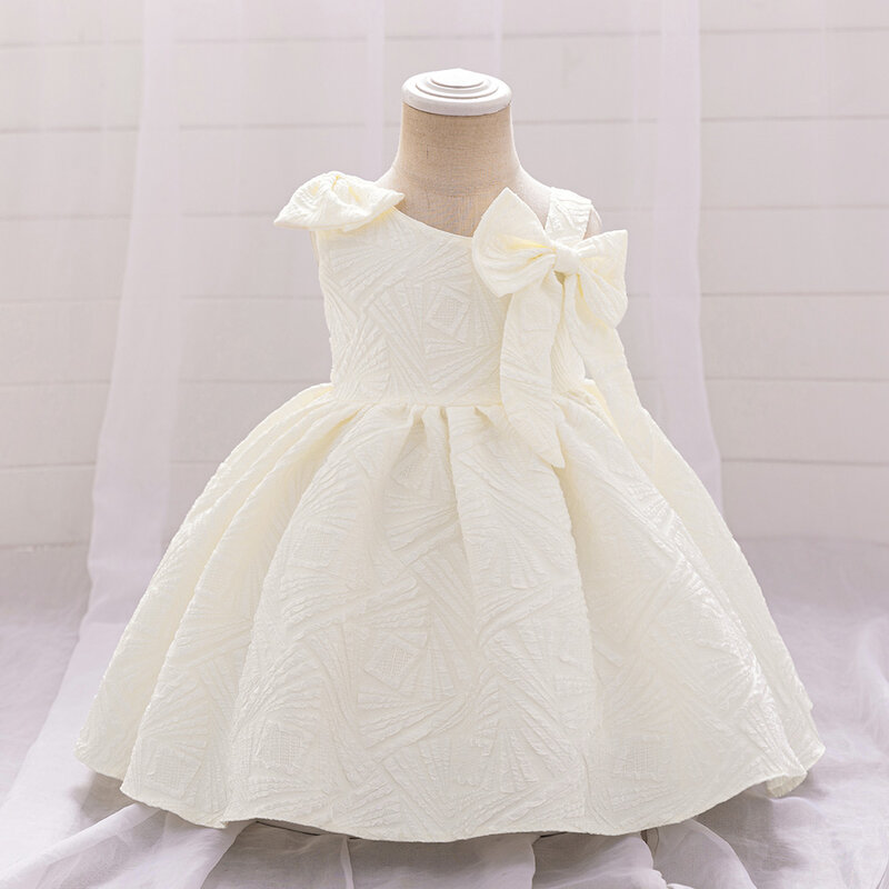 Baby Girl Baptism Newborn Photography Clothing Toddler Birthday Party Summer Dress Kids Christening Children White bow Ball Gown