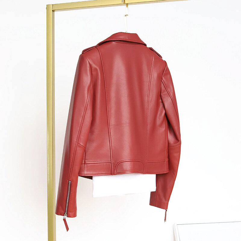 하이 퀄리티 진짜 양가죽 코트 여성 용수철, 진짜 가죽 재킷, 오토바이 여성 재킷 F, 2023 년 가을 신상