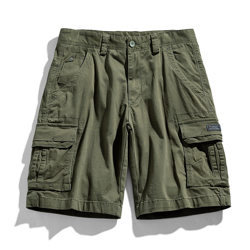 Summer Men Cargo Multi Pocket Shorts Mens Solid Casual Cotton Beach Shorts Mens Spring Pants Jogger Shorts Male Dropshipping