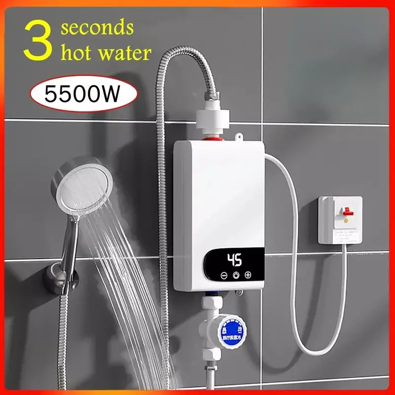 เครื่องทำความร้อนไฟฟ้าเครื่องทำน้ำอุ่นแบบพกพา220V 5500W สำหรับห้องน้ำเครื่องทำน้ำอุ่นและห้องครัวที่บ้าน