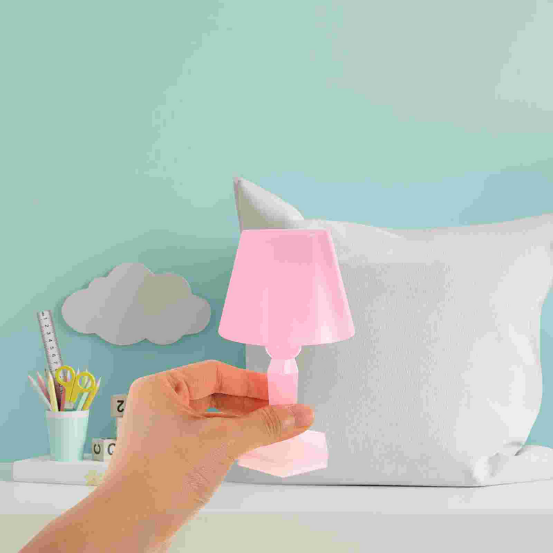 Miniatura Areia Miniatura Bedside Night Light, Candeeiro de mesa rosa, Decoração minúscula da casa, Acessório, Componente eletrônico