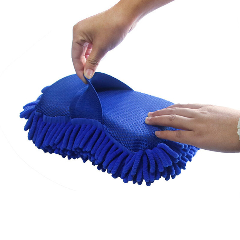 1PC Microfiber Sponge For Car Wash Car Care Brush Wash Towel Auto Parts Gloves Styling Accessories Color random