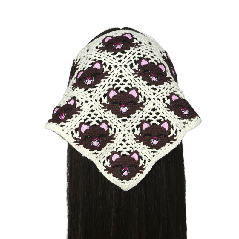 Y166 สไตล์โบฮีเมียนดอกไม้ Headscarf สำหรับ Street สามเหลี่ยมผ้าพันคอตกแต่ง Headpiece Vintage ผู้หญิงอุปกรณ์เสริม