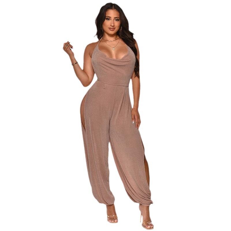 A Cross Back Seamless Yoga Jumpsuits  Women High Stretchy Wide Leg Pants Bodysuits Gym Workout Rompers Fitness Outfits
