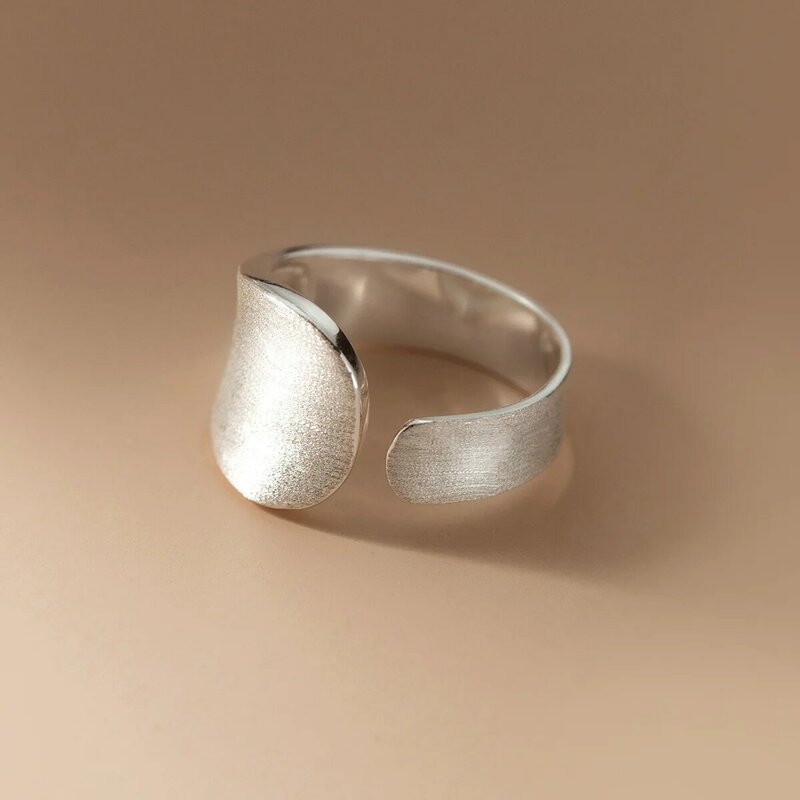 925 فضة هندسية خواتم واسعة للنساء الرجال تصميم بسيط موضة المشاركة المفتوحة اليدوية زوجين خاتم هدية