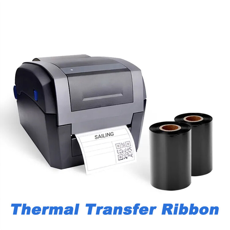 Высококачественная печатная пленка для принтера штрих-кодов, восковая черная резиновая лента