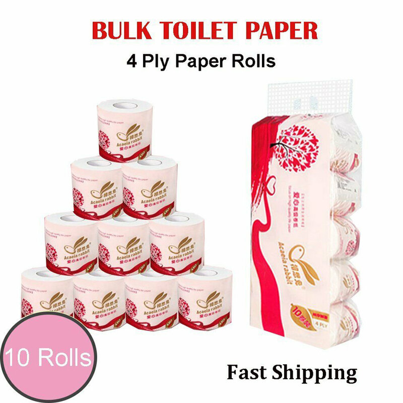 10 Rollen Toiletten papier 4-lagige Holz zellstoff rolle Papier handtuch Taschen tücher Home Toiletten papier Servietten