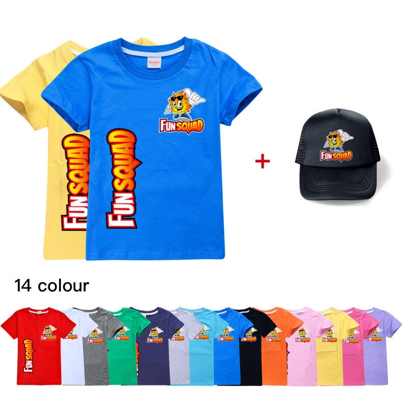 男の子と女の子のためのサマーTシャツ,ヒップホップコスチューム,子供服,帽子と帽子でトップ,2021