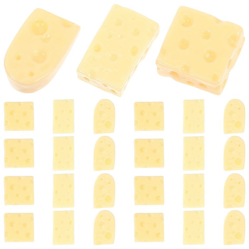 60 Pcs Simulated Mini Cheese Models Dessert Delicate Artificial Resin Charm for Phone Case Realistic Food Simulation Lifelike