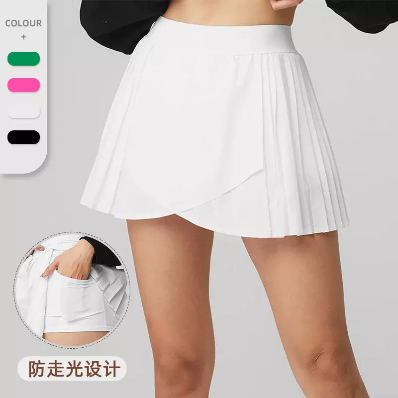 Fausse jupe de tennis plissée à coupe croisée en deux pièces, jupe courte de sport de danse, jupe de course à pied, jupe amincissante