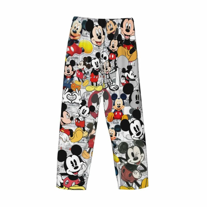 Pantalones de pijama de dibujos animados de Mickey Mouse personalizados para hombres, ropa de dormir elástica con bolsillos