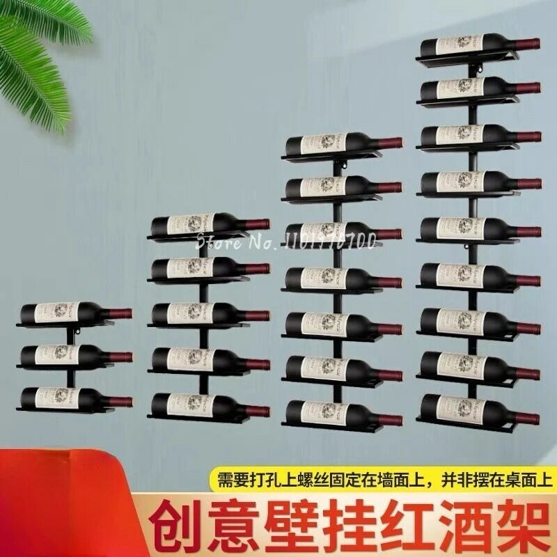 الحديد الإبداعية الجدار الشنق غرفة المعيشة النبيذ الرف عرض النبيذ الرف زجاجة نبيذ أحمر شعرية رف خزانة مشروبات