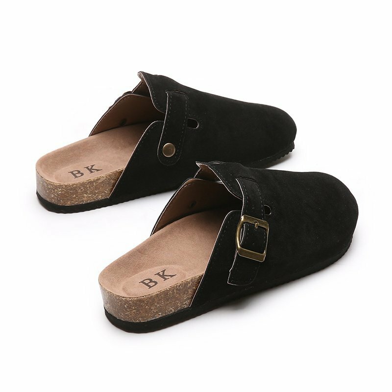 2024 New Women's Closed Toe Slippers Summer Fashion Cow Suede Clog Sandals Ladies Vintage Garden Muller Clogs Slippers
