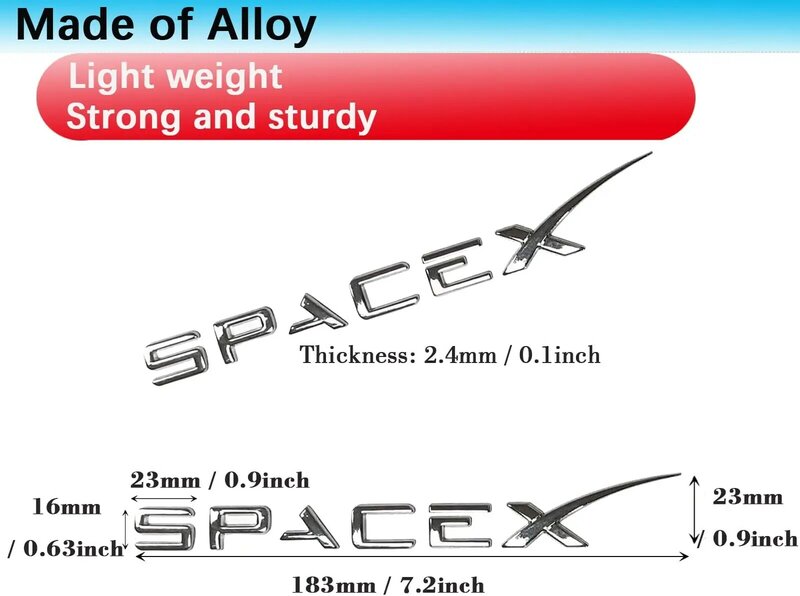 Pegatina de letras ABS 3D SPACEX para Tesla, insignia de emblema de maletero trasero, calcomanía para Modelo 3/Y/X/S