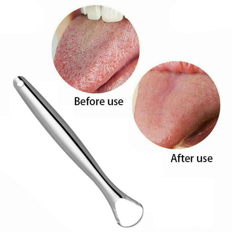 Raspador de língua de aço inoxidável para homens e mulheres, limpador dental, mau hálito, respiração fresca, escova de dentes, ferramenta de higiene oral