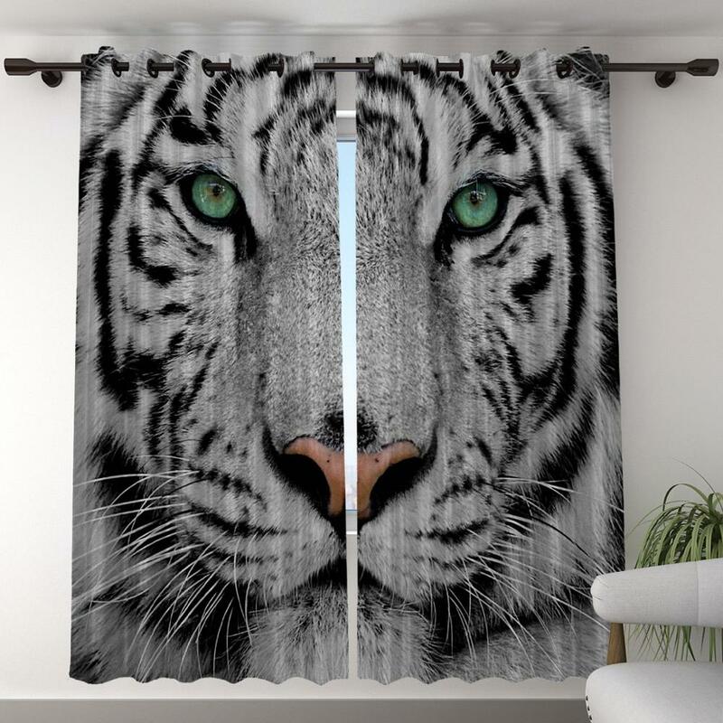 Cortinas opacas con estampado de tigre Animal para ventana, persianas para puerta, sala de estar