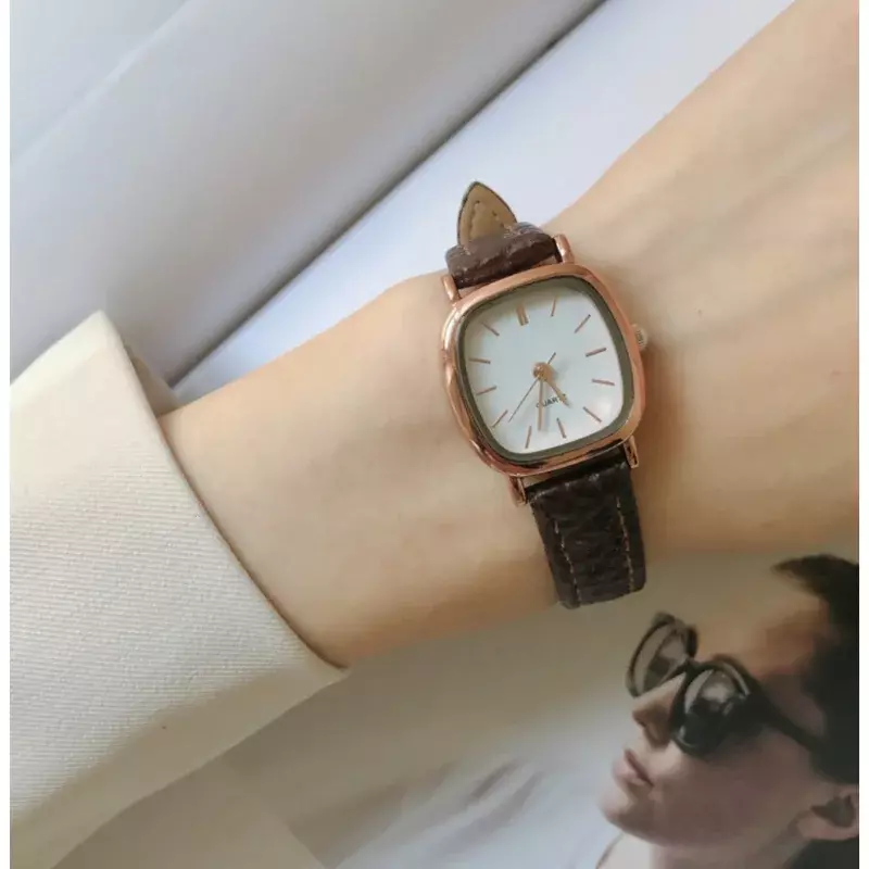 Relojes Vintage simples para mujer, reloj de pulsera con correa de cuero, relojes de pulsera casuales para mujer, alta calidad