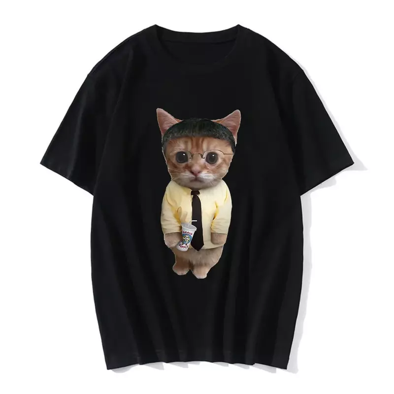 Футболка женская/мужская с забавным котом, Повседневная модная рубашка с 3D принтом, в стиле Харадзюку, на лето
