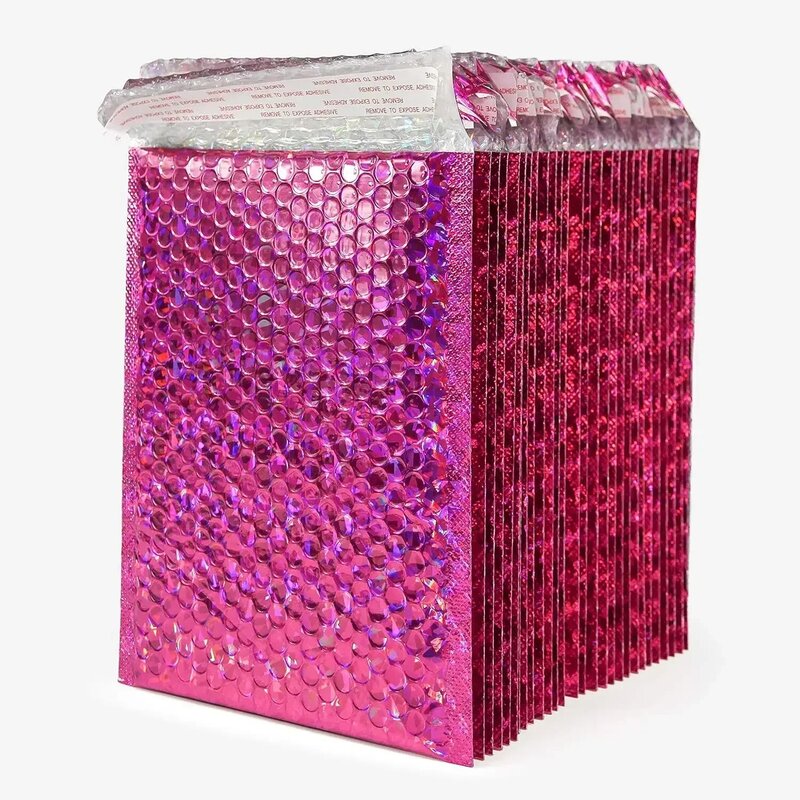 Delivery Bags Envelope Supplies Mailer Bag Pink 50pcs Bubble Laser Business Packaging Package Packing Shipping Small Holographic