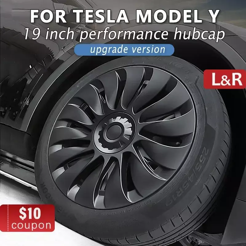 Tapacubos de rendimiento para rueda de automóvil, 4 piezas, reemplazo de tapa de cubo, cubierta de llanta completa, accesorios para Tesla Model Y, 19 pulgadas, 2018-2024